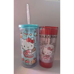 Hello Kitty Gingerbread And‎ Christmas Cookie Tumbler Set Of 2 New